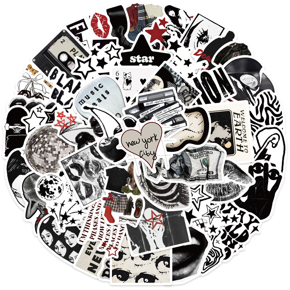 10/50pcs 90s 00s rétro noir et - Streetwear Brand Stickers avis et prix